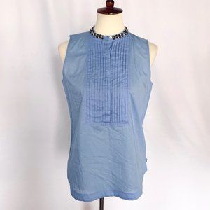 J. Crew Jeweled Tuxedo Sleeveless Blue Blouse - 12